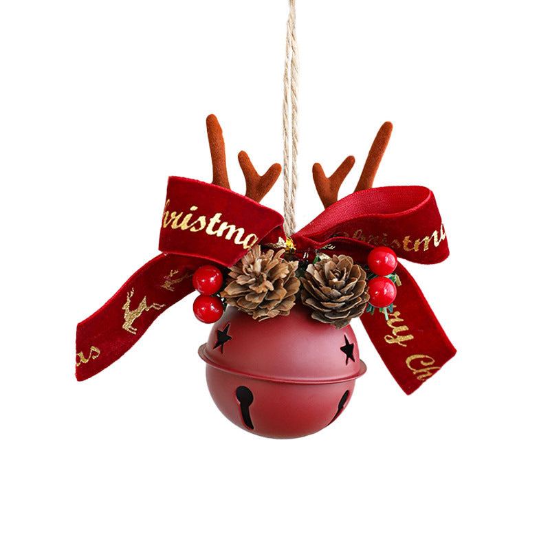 Jingling Bell Antlers Bowknot Pine Cone Mixed Pendant Show Window Hangings