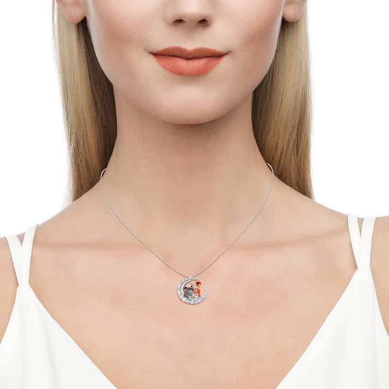 Halloween Moon-Shaped Skull Necklace – Rhinestone Couple Clavicle Pendant Jewelry for Men and Women