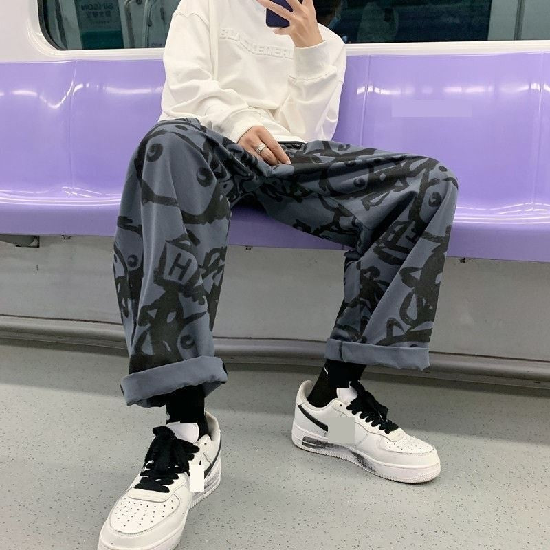 Men’s Graffiti Retro Street Style Casual Pants