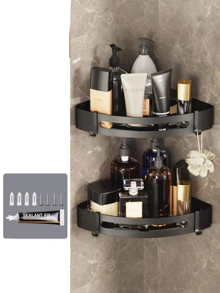 Bathroom Triangle Shelf – Wall-Mounted Perforated Simple Corner Storage Rack