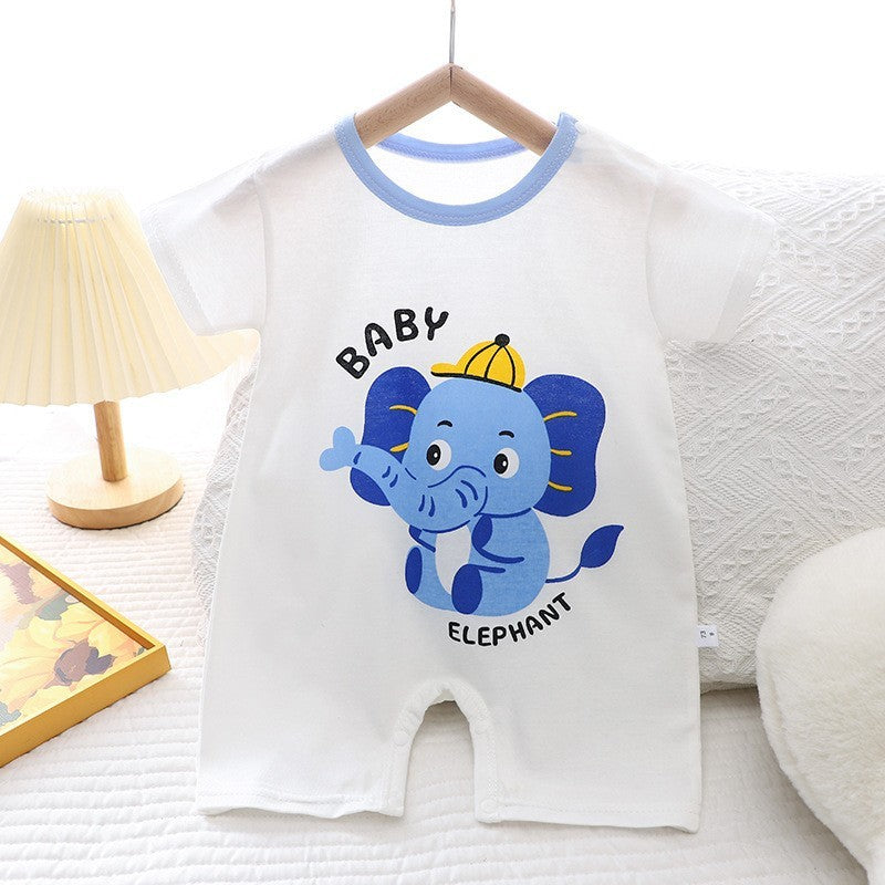 Cotton Summer New Korean Style Baby Boy Thin Women's Short-sleeved Children's Jumpsuit