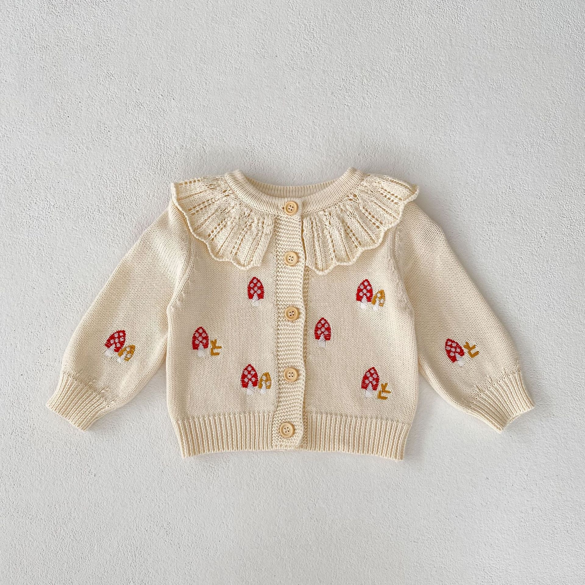 Autumn Clothing Infants Baby Embroidered Lotus Leaf Collar Knitting Suit