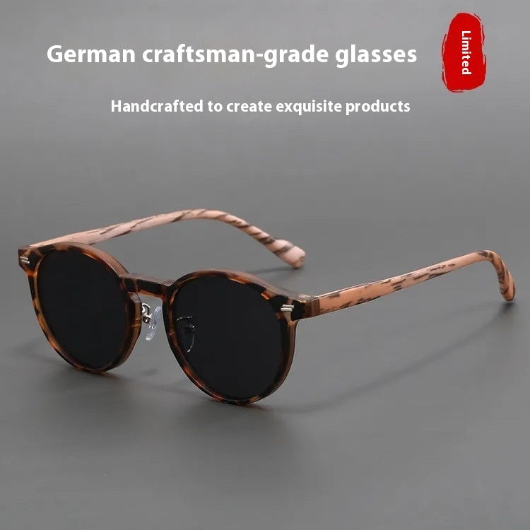 Retro Frosted Round Sunglasses with UV Protection