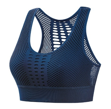 Women’s Mesh Sports Bra – Breathable, Seamless Fitness Top
