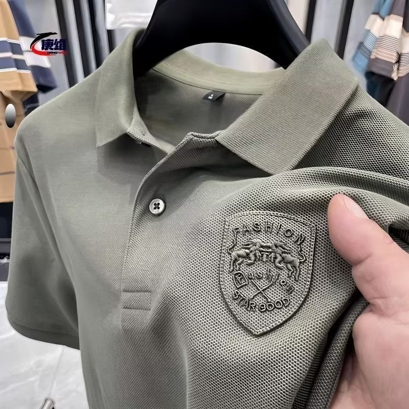 Men's Polo Short Sleeve Polyester Playing Card Print Slim