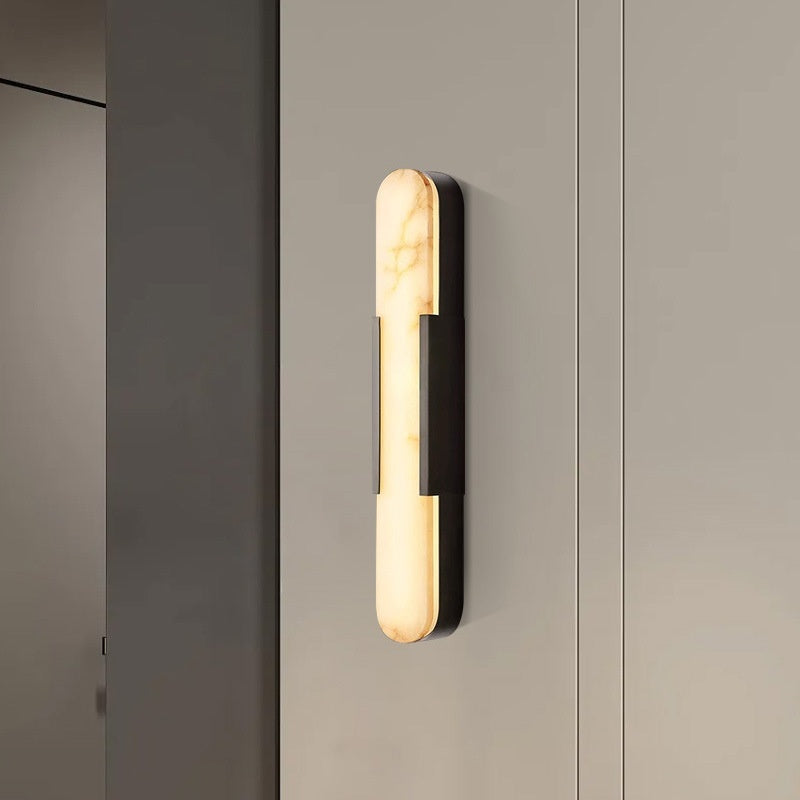 Modern Natural Marble Bedside Study Stone Wall Lamp