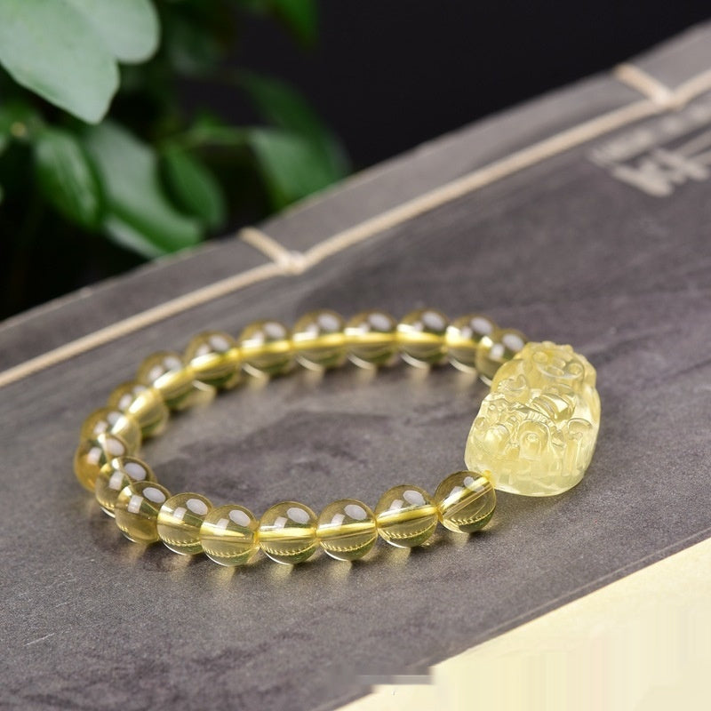 Fashionable And Individual Yellow Crystal Pendant Bracelet