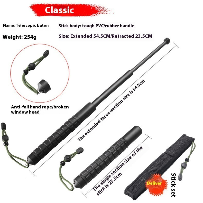 PVC Plastic Self-defense Three-section Car Broken Window Stretchable Baton