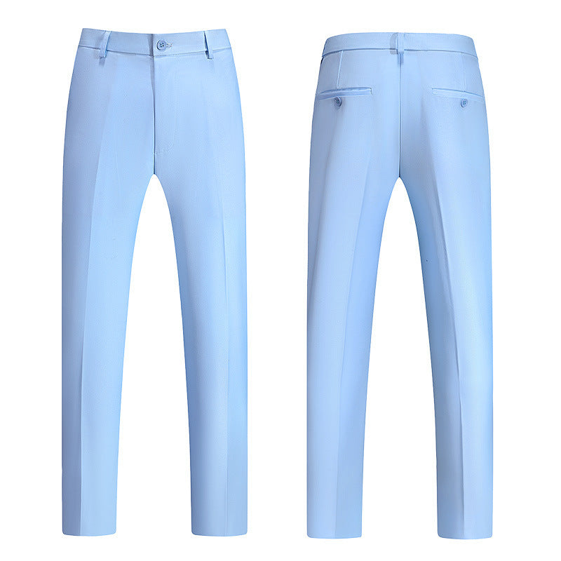 Boys Business Pants – Straight Solid Color Draping Effect Trousers