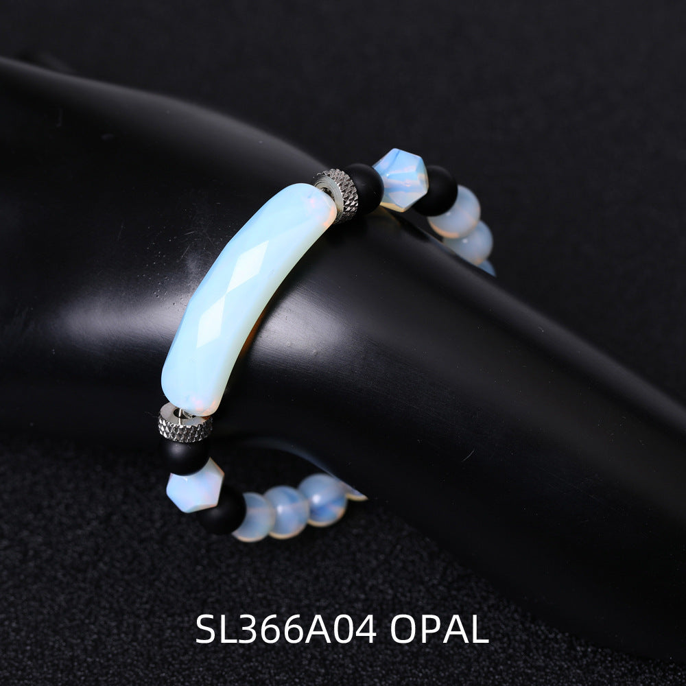 Women's Black Agate Diamond-Shaped Cut Bracelet Elegant