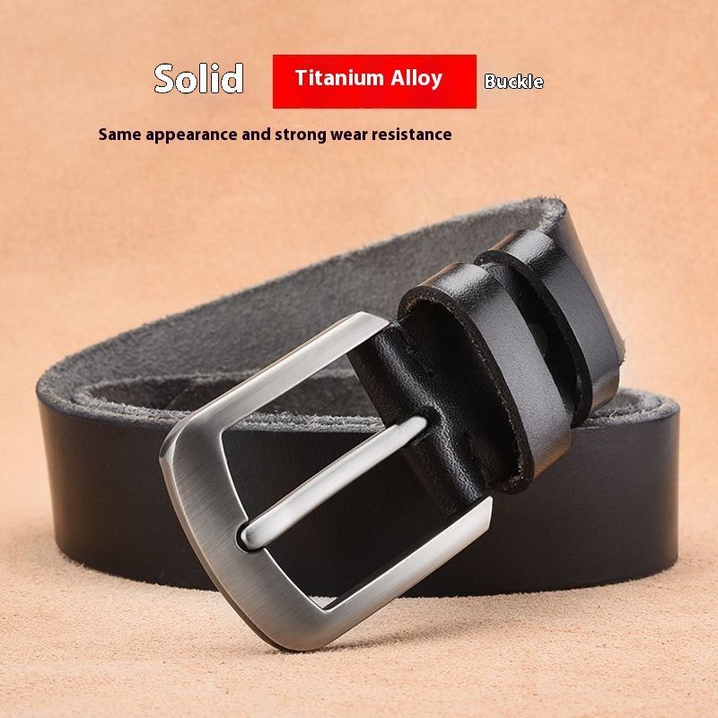 Men’s Leather Belt with Pin Buckle – Classic Durable Design