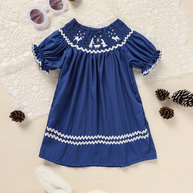 Toddler Girls Short Sleeve Princess Party Dress Soft Fabric