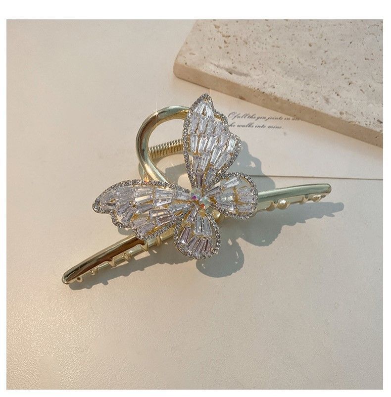 Super Fairy Full Diamond Butterfly Metal Grip Large High Sense Shark Clip Elegant Hair Clip Female Back Head Updo Hair Accessories