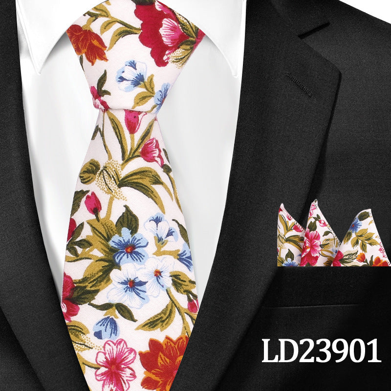 Cotton Arrow Bow Tie with Matching Pocket Towel