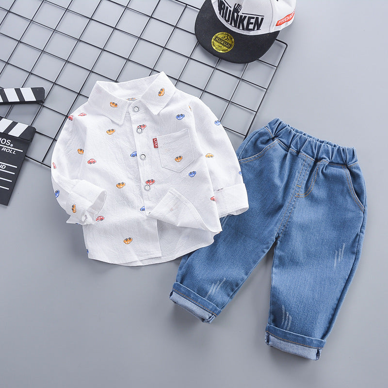 Kids Korean Style Cotton Shirt and Pants Set Regular Fit