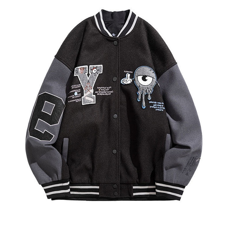 Unisex Double Breasted Embroidered Loose Fit Cotton Jacket