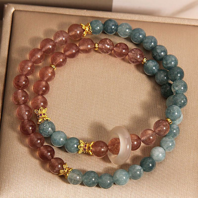 Natural Stone Blue Water Jade Double Ring Bracelet