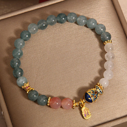 Women's Crystal Goldfish Bracelet in Blue Jade Finish