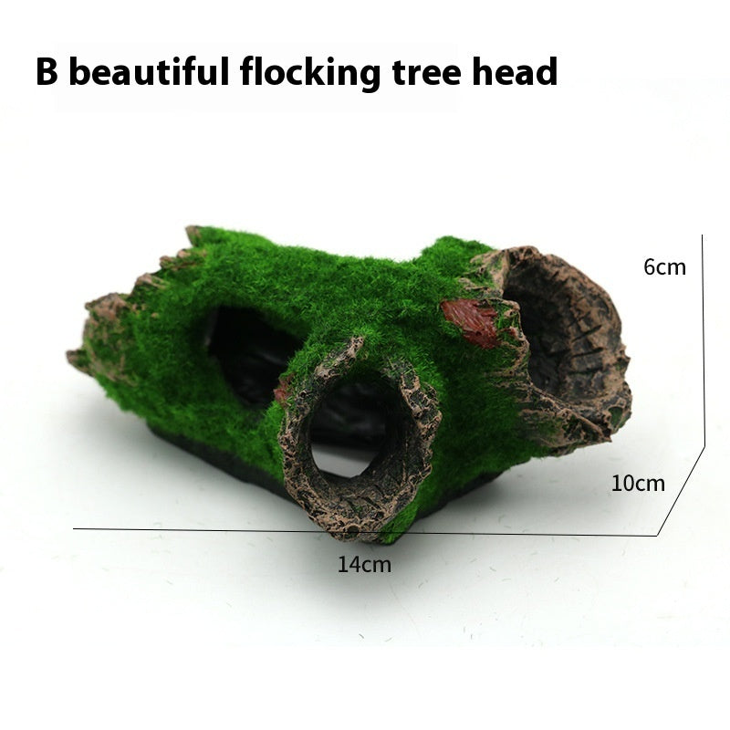 Aquarium Resin Submerged Wood Fish Tank Scenery Decoration Wood Blow Hole Diamond Tree Head