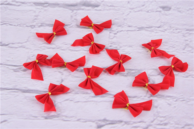 6cm Red Simple Small Flocking Christmas Bow