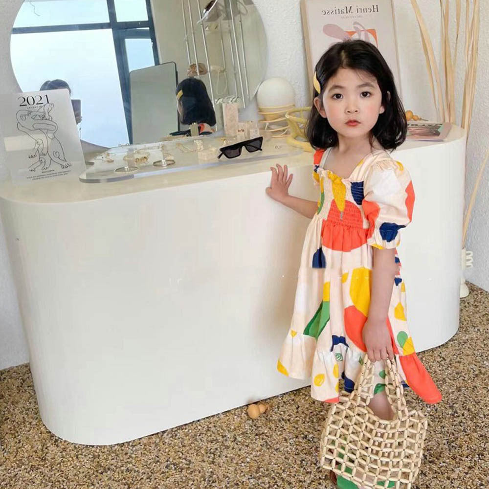 Girls' Puff Sleeve Jumpsuit Children's Sweet Princess Dress