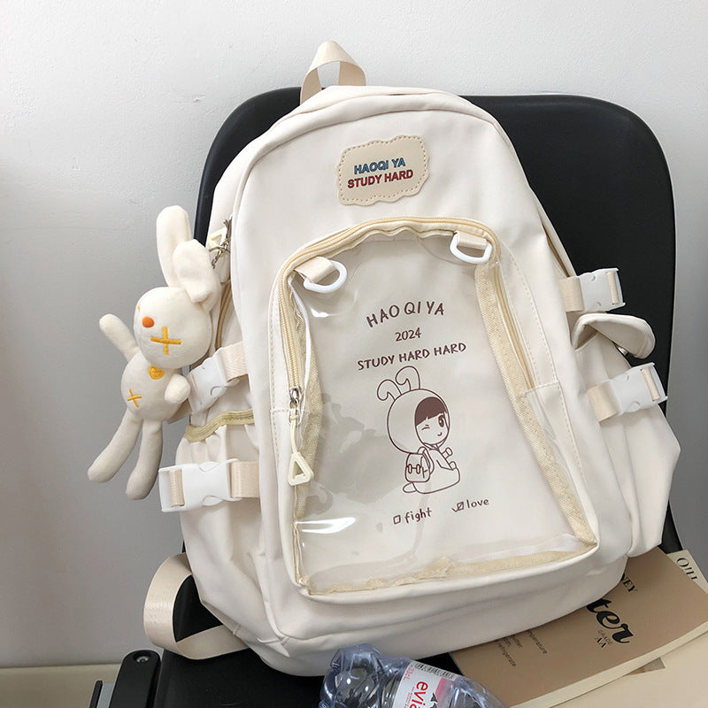 Women's Transparent Nylon Backpack Solid Color Travel Bag