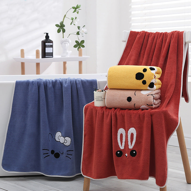 Cute Animal Cartoon Men And Women Household Korean Gifts Coral Fleece Bath Towel