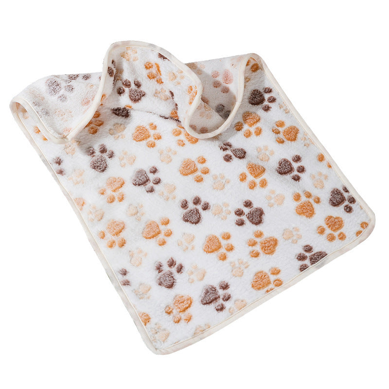 Four Seasons Blanket Thermal Coral Fleece Paw Print Dogs And Cats