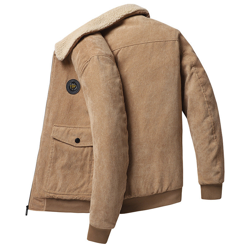 Men’s Loose Fit Corduroy Multi-Pocket Cotton-Padded Jacket