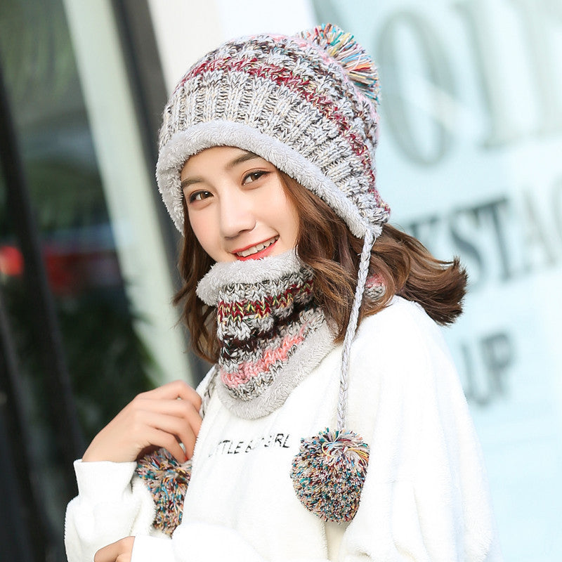Warm Wool Knitted Hat and Scarf Set