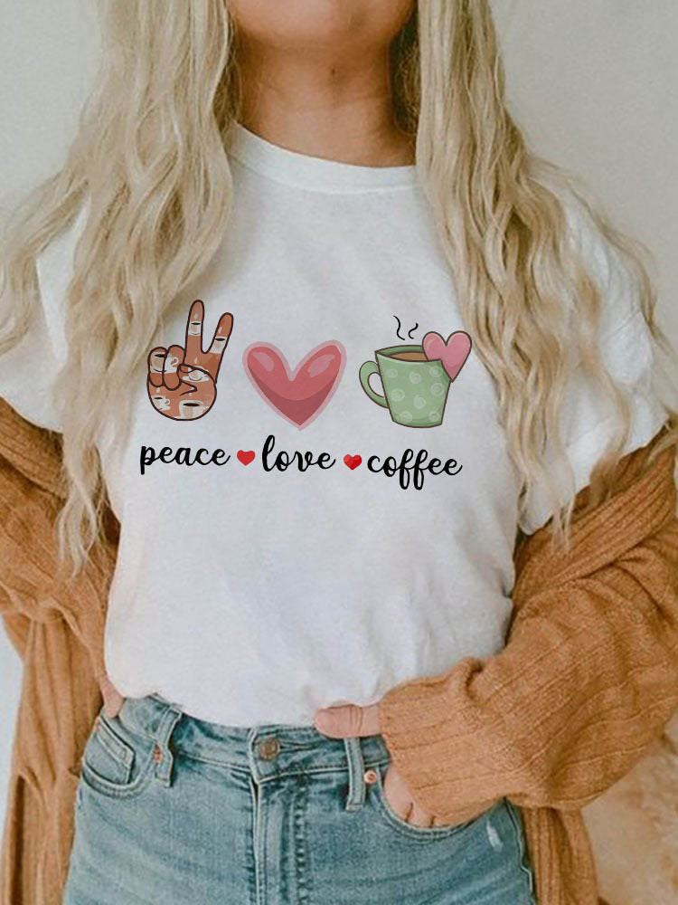 Women's Short-sleeved T-shirt Fashion Printed E Bottoming Shirt