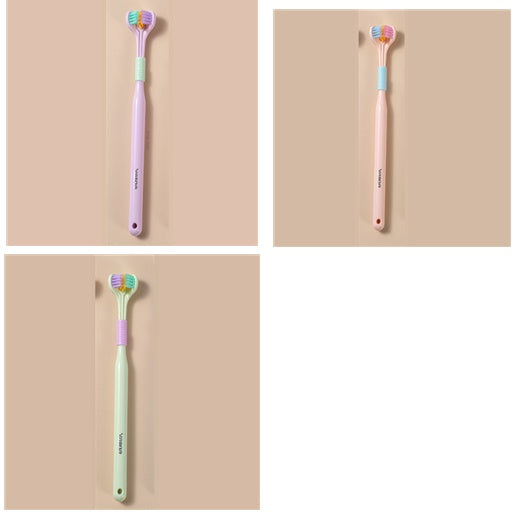 Three-Sided Macaron Soft Bristle Toothbrush – Deep Clean, Safe & Portable
