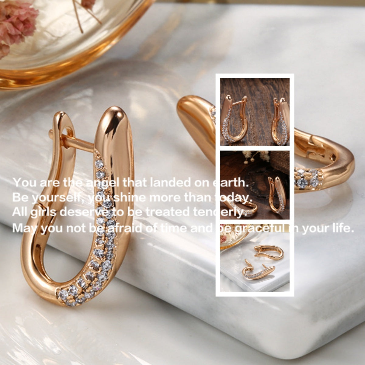 Elegant Double Layer Geometric Zircon Earrings for Women