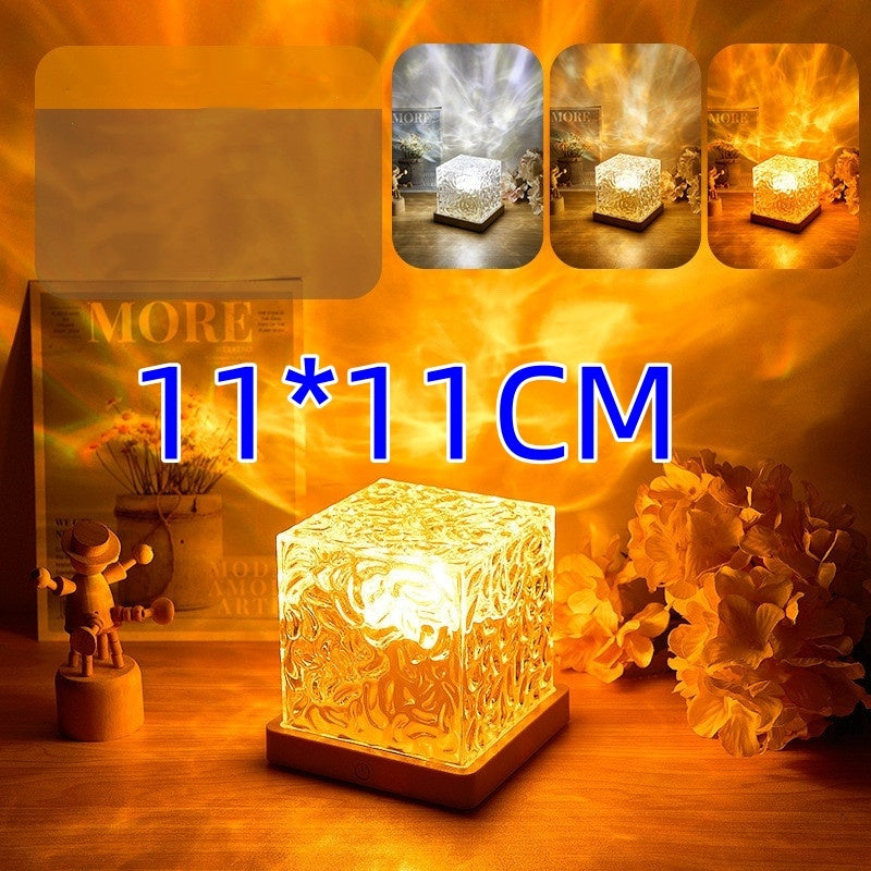 LED Water Ripple Projection Crystal Table Lamp with RGB Dimmable Ambient Night Light