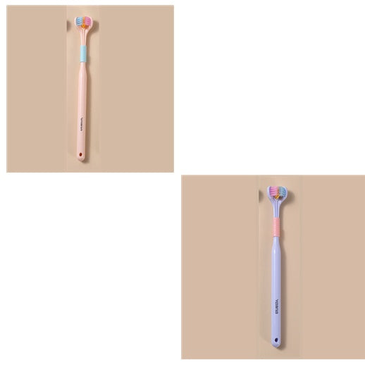 Three-Sided Macaron Soft Bristle Toothbrush – Deep Clean, Safe & Portable