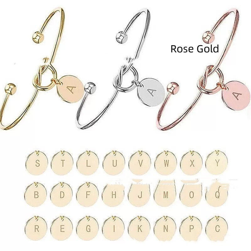 Unisex Titanium Steel Letter Bracelet – DIY Love Heart Wafer Design