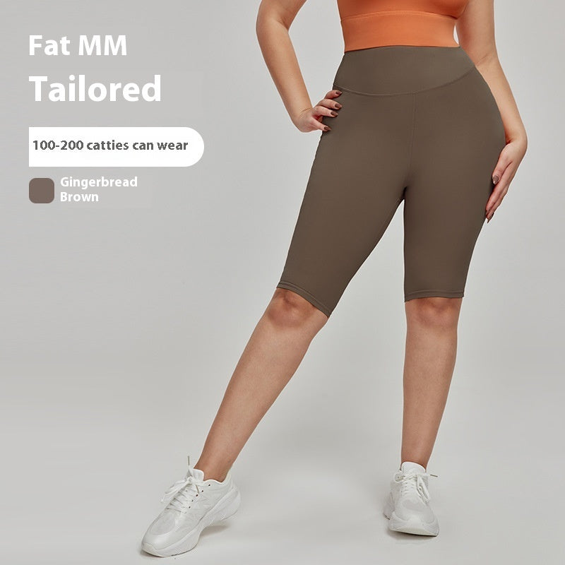 Nylon Plus Size Sports Shorts High Waist