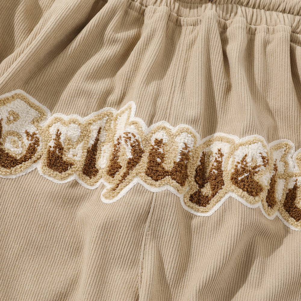 Men's Relaxed Fit Polyester Shorts Embroidered Letters