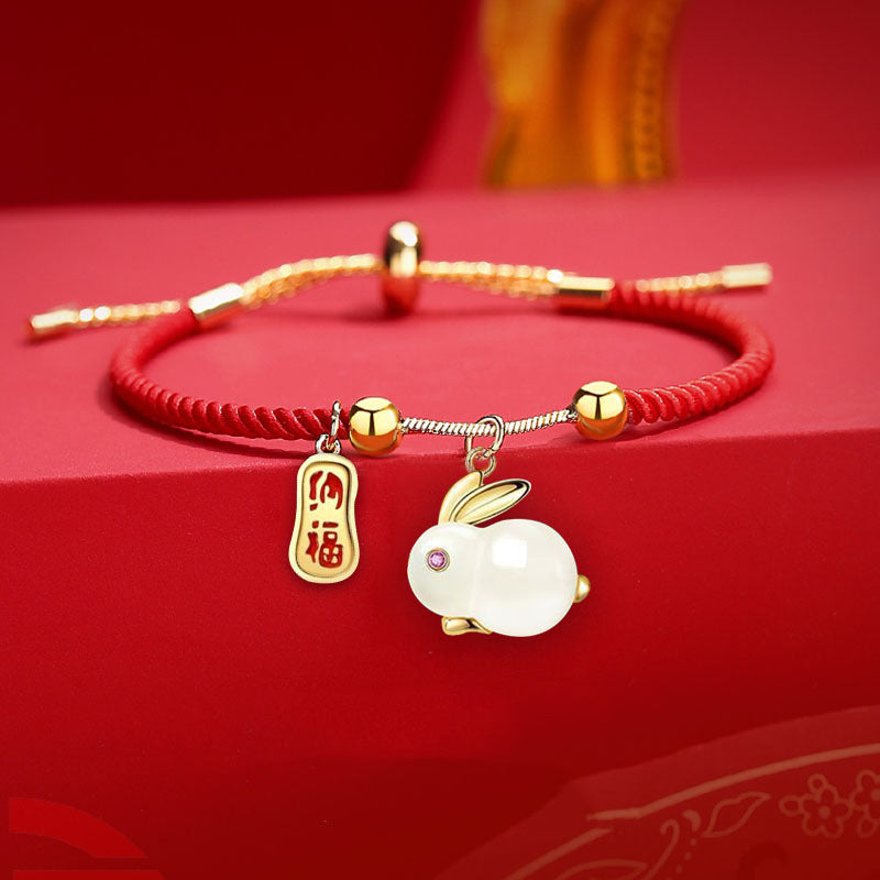 Tiger Stone Rabbit Link Chain Bracelet for Women and Girls