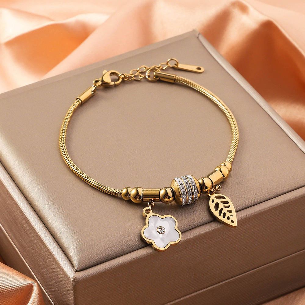 Titanium Steel Inlaid Shell Non-fading Advanced Design Bracelet