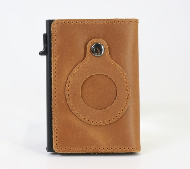 Men's Slim Leather AirTag Wallet – Anti-Theft RFID Multi-Functional Card Holder