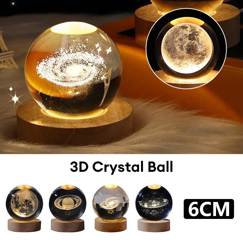 Luminous Starry Sky Moon and Planets Crystal Ball Night Lamp Projection Light