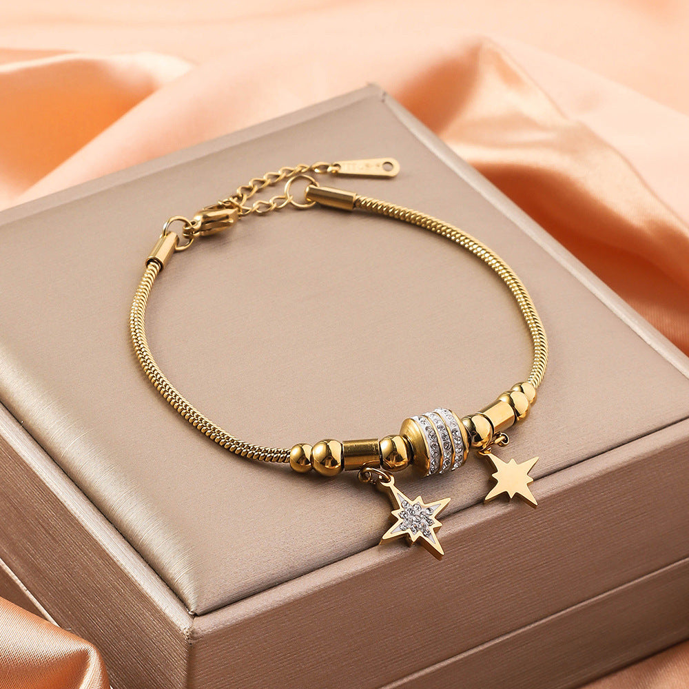 Titanium Steel Inlaid Shell Non-fading Advanced Design Bracelet