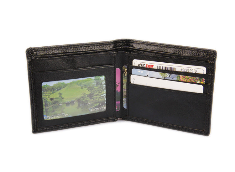 Slim PU Leather Wallet Men's Card Case Solid Color Classic