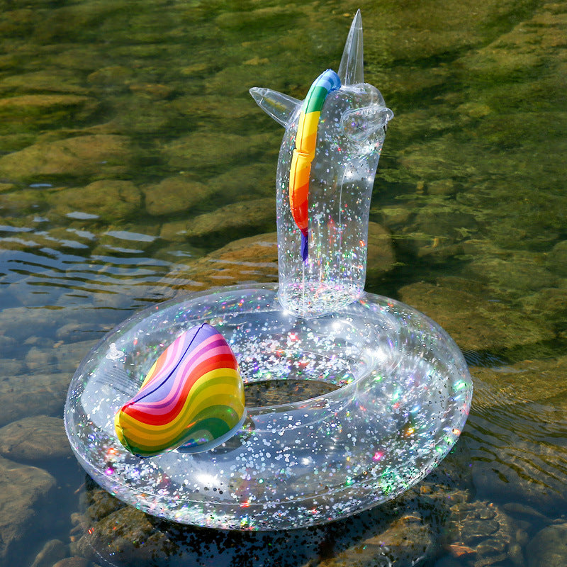 Inflatable Toy Thick Transparent Sequin Swimming Ring