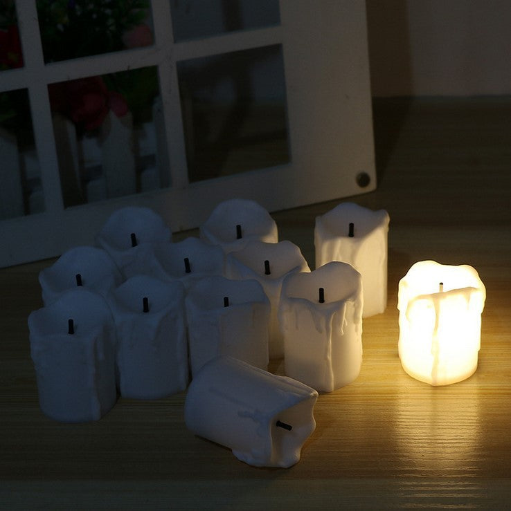 LED Tealight Candles Dripping Wax Effect Flameless Decorative Candle for Wedding and Christmas