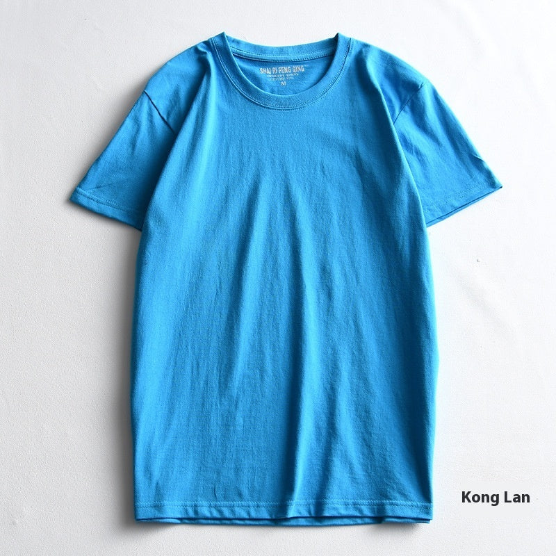 Men's Round Neck Blank Solid Color Cotton T-shirt