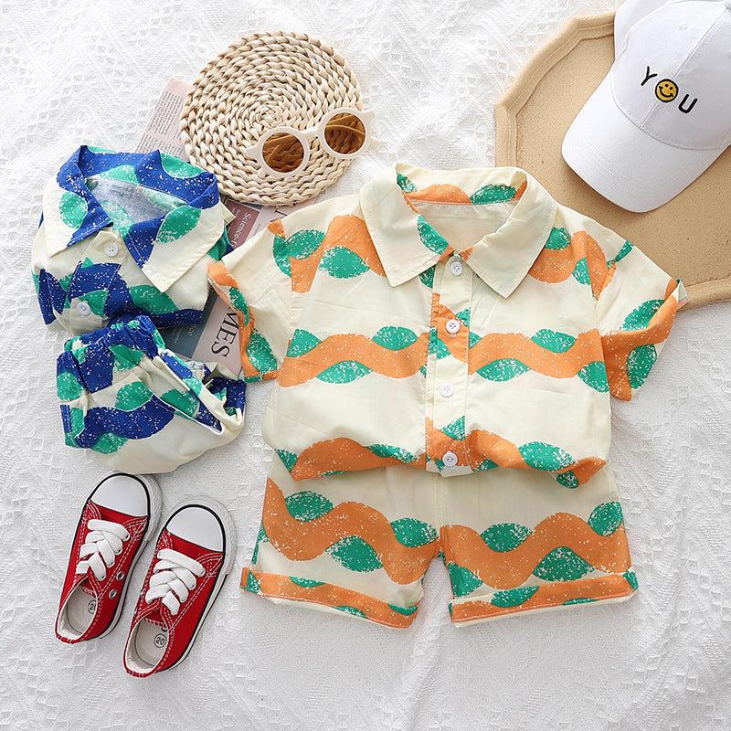 Beach Style Shirt Thin Holiday Shirt Casual Two-piece Suit