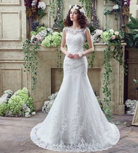 Sexy Lace Mermaid Trailing Wedding Dress for Brides