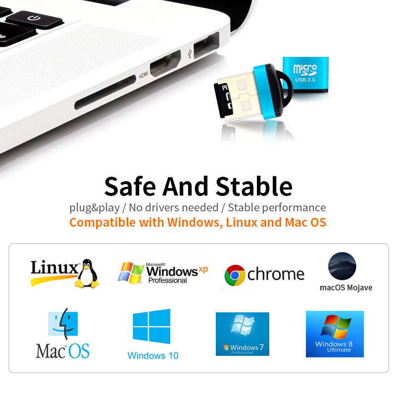 Aluminum Alloy Mini Card Reader MicroSDTF Card Mobile Phone Memory Card